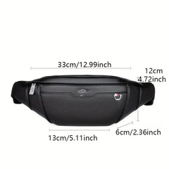 Men's Black Waterproof Crossbody Vegan Leather Chest & Waist Bag 