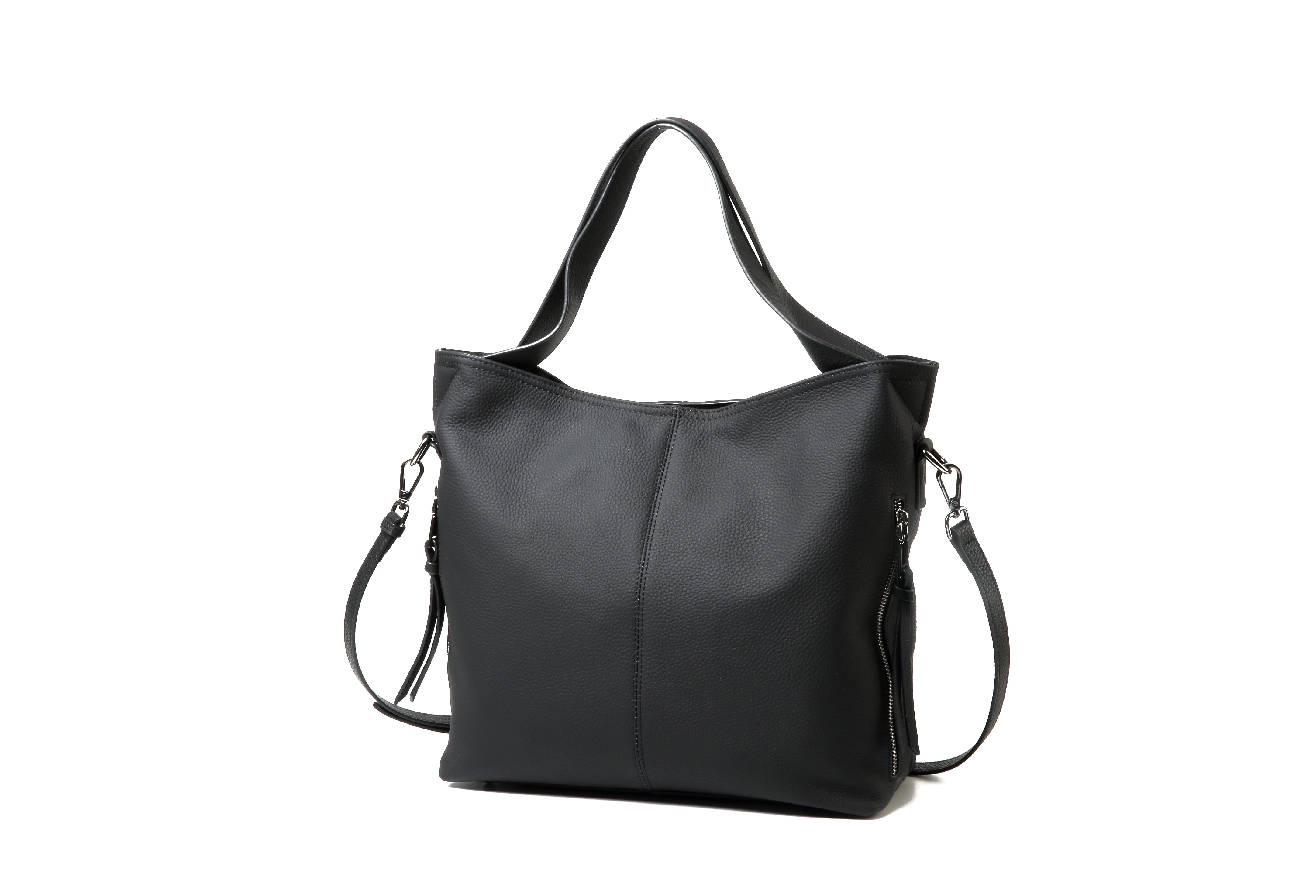 Piper Original Leather Black Tote Bag – Spacious and Stylish Everyday Carryall