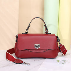 Ruby Wine Red Genuine Leather Crossbody Handbag – Elegant Shoulder Bag