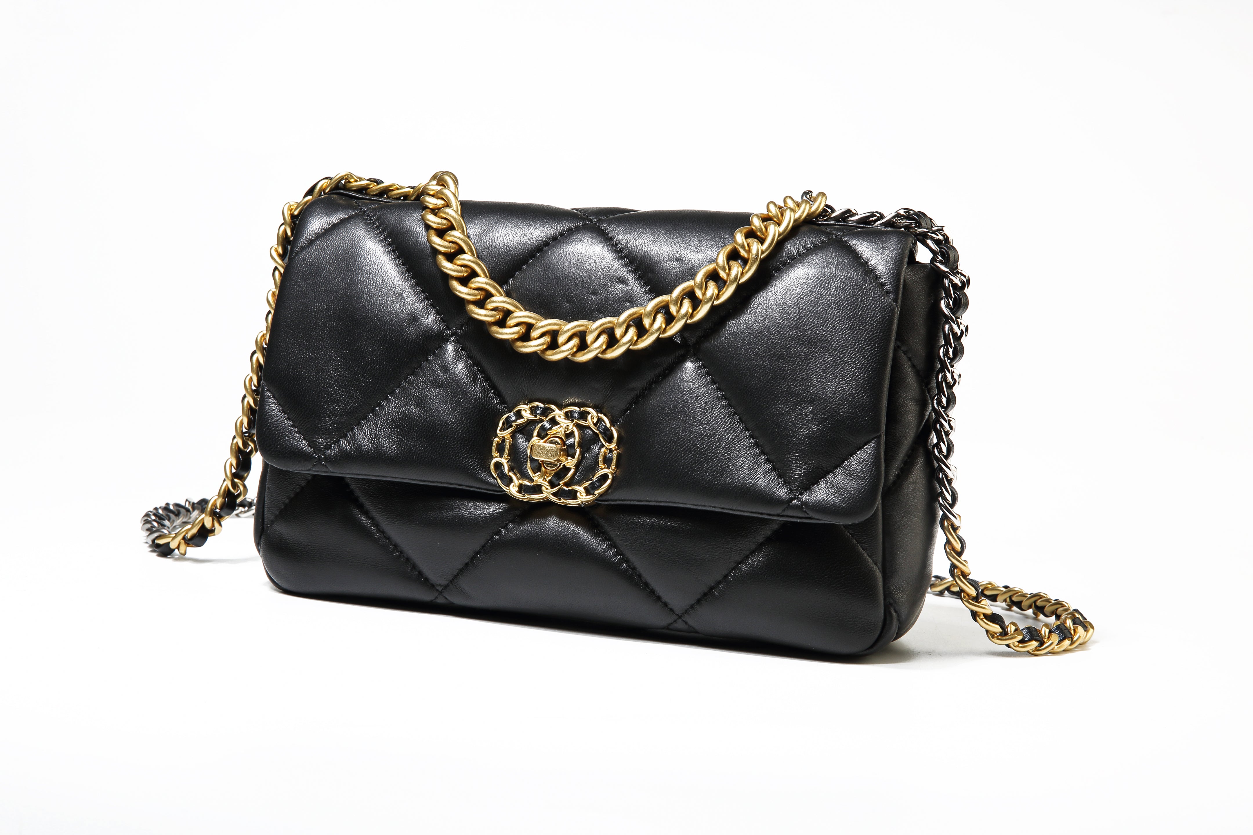 Sienna Black Sheepskin Chain Clutch Bag, High-End Light Luxury Women's Shoulder Crossbody Bag