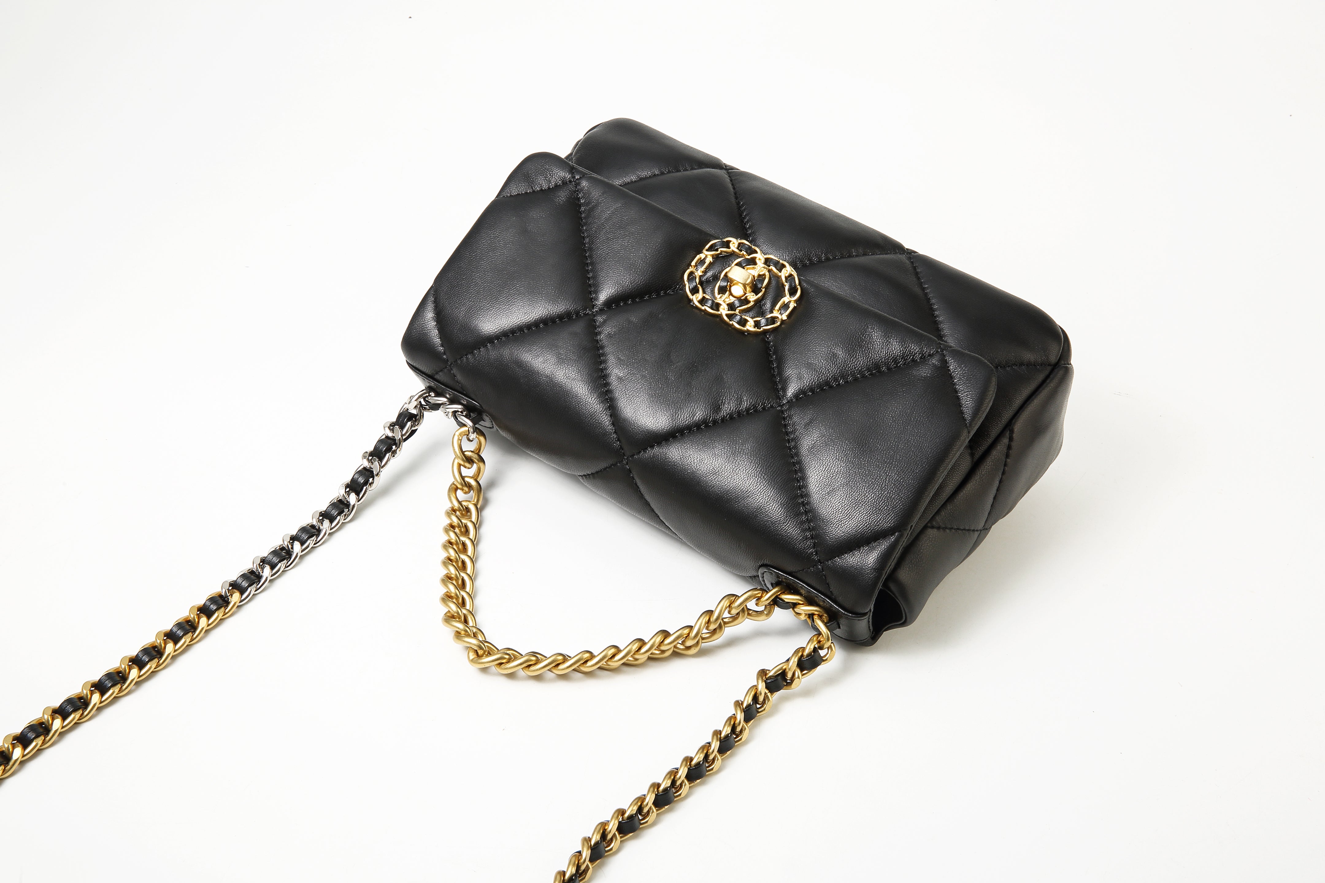 Sienna Black Sheepskin Chain Clutch Bag, High-End Light Luxury Women's Shoulder Crossbody Bag