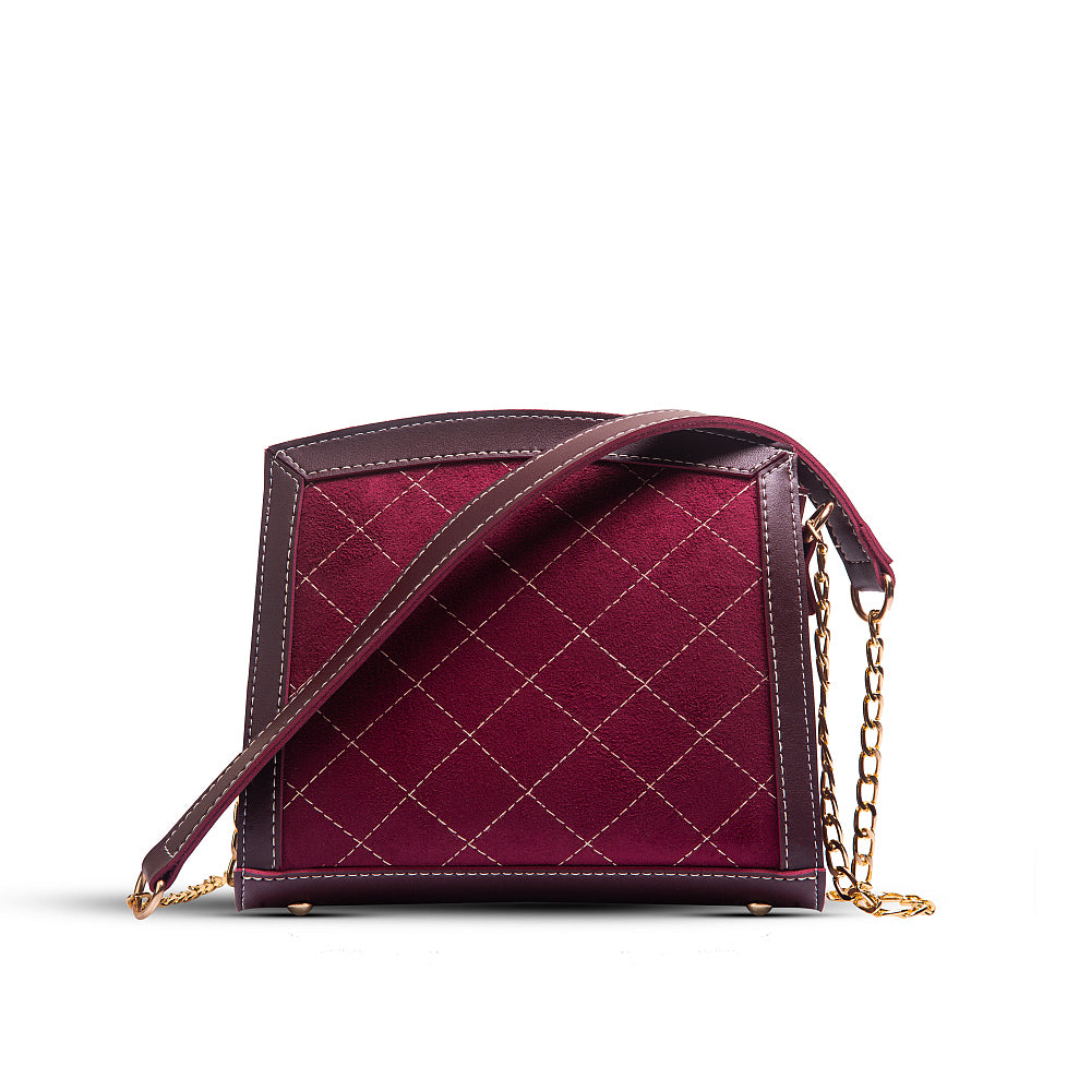 Sonic Maroon Vegan Leather Shoulder & Crossbody Bag For Women