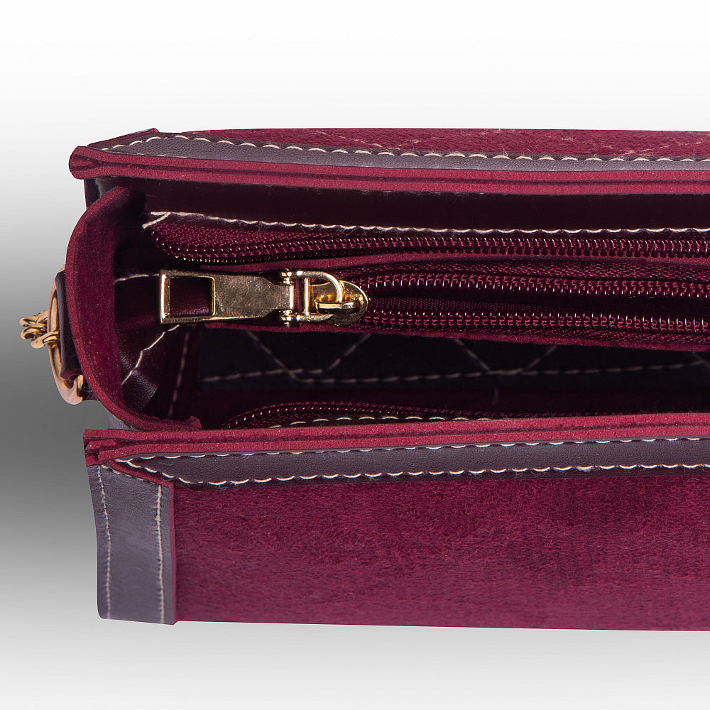 Sonic Maroon Vegan Leather Shoulder & Crossbody Bag For Women