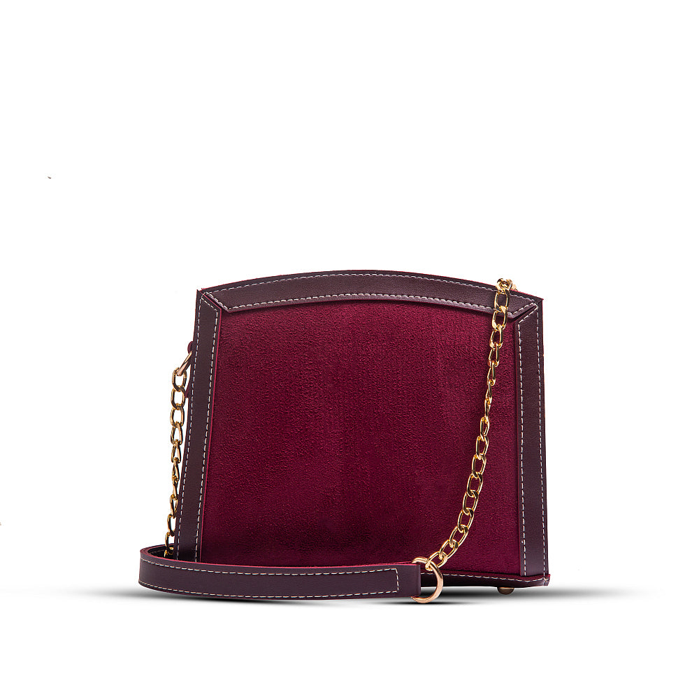 Sonic Maroon Vegan Leather Shoulder & Crossbody Bag For Women