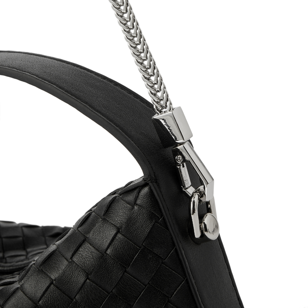 Talia Black Quilted Genuine Leather Crossbody Handbag For Women