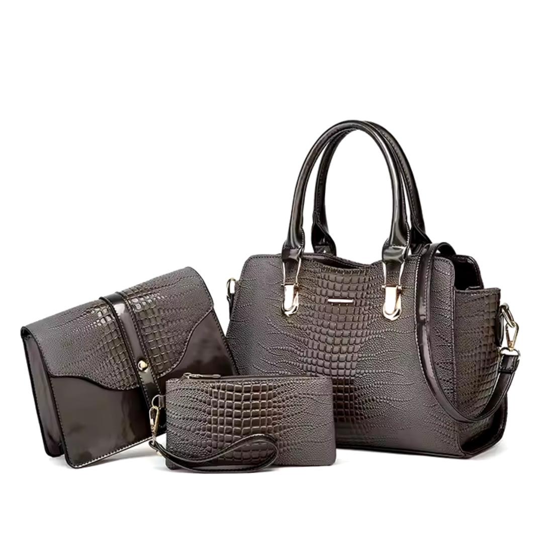 Jade 3-piece Grey Handbag Set