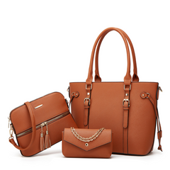 Kiara 3-piece Brown Handbag Set