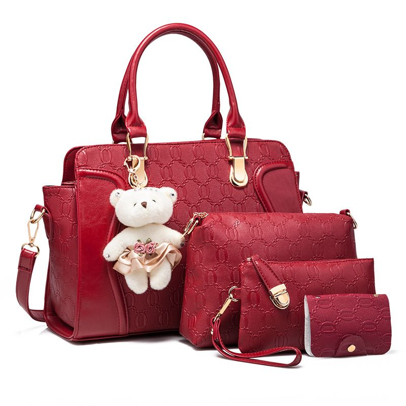 women's  4 Piece Red handbag