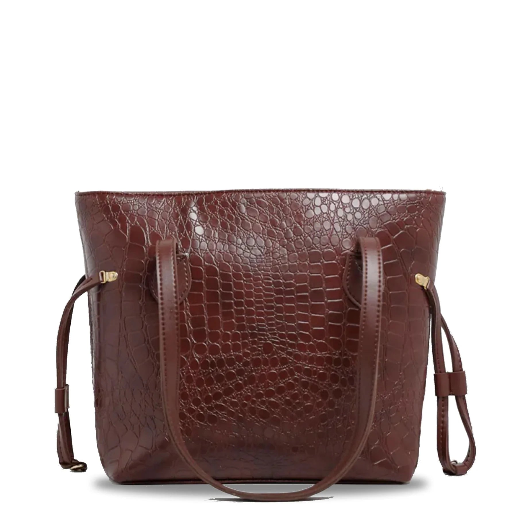 Trinity Choco Brown Large Luxurious Crocodile Pattern Vegan Leather Top-Handle Tote Bag for Women